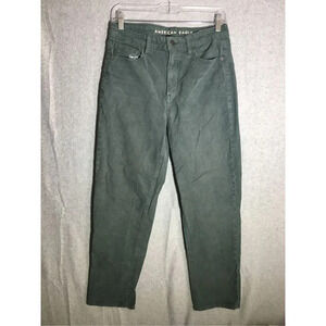 Womens American Eagle Jeans Mom Straight Leg Green Corduroy Pants Cottagecore